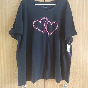 Catherine's (original) Valentine's Day Short Sleev 2 hearts 2x - NWT 100% Cotton